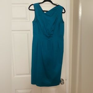 Moschino Cheap and Chic Turquoise Teal Pleated Sheath Dress